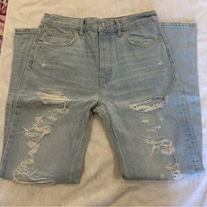 Zara Women's Light Blue Distressed Jeans